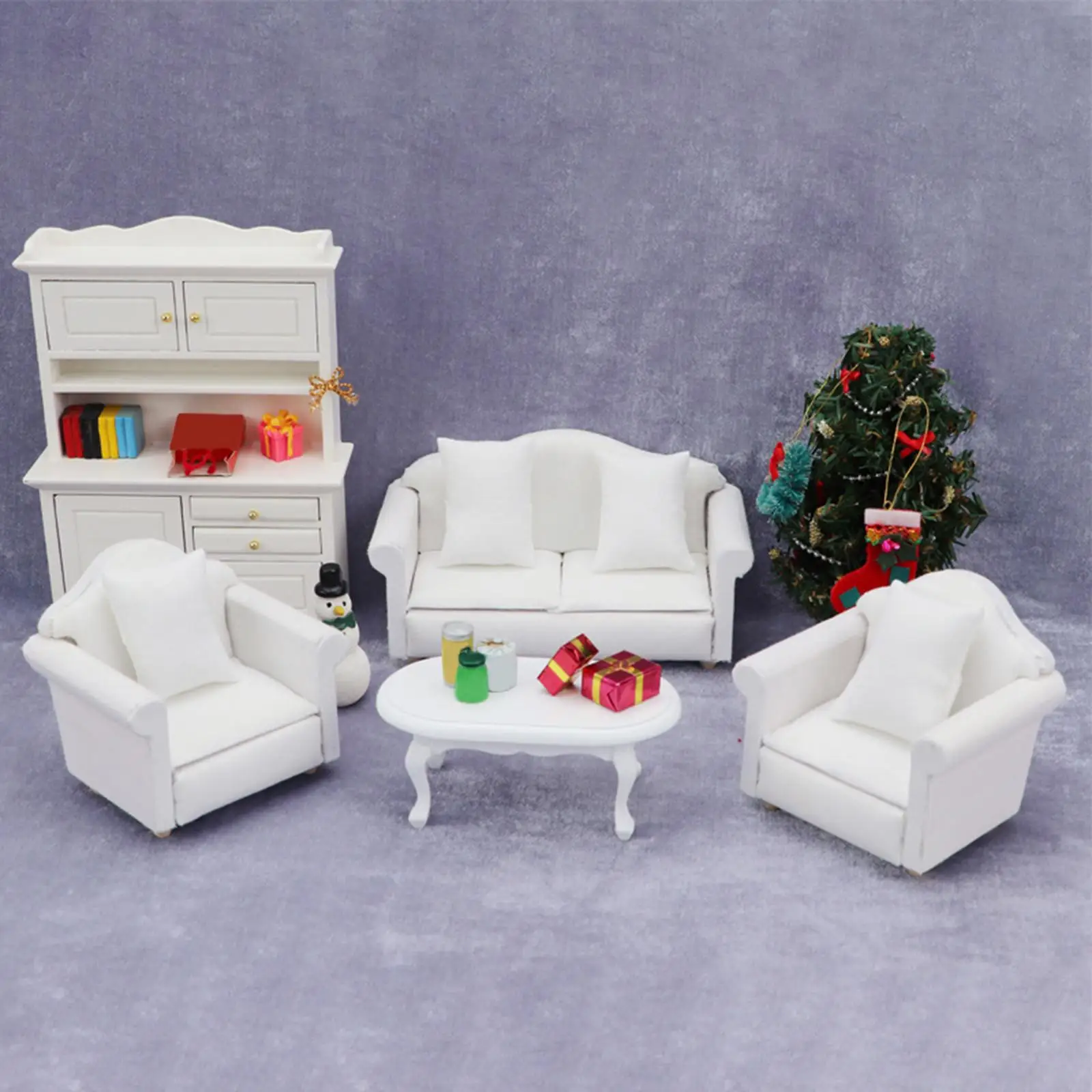 Sofá en madera para casita de muñecas estilo moderno infantil salón - imagen 3