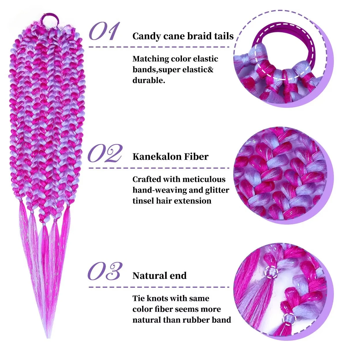 Colas de caballo para niñas azul claro y rosa con trenzas verano - imagen 5