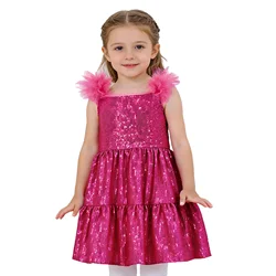 Vestido de fiesta con lentejuelas brillantes y mangas de volantes