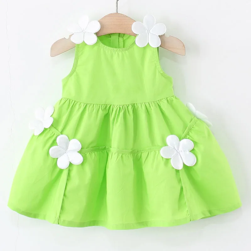 Vestido de verano para niña en algodón sin mangas con flores