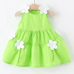 Vestido de verano para niña en algodón sin mangas con flores