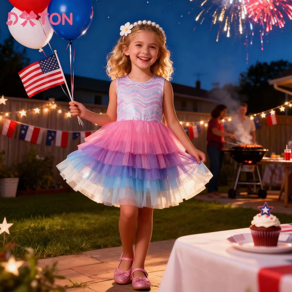 DXTON Vestido de princesa infantil con falda sirena y capas - imagen 3
