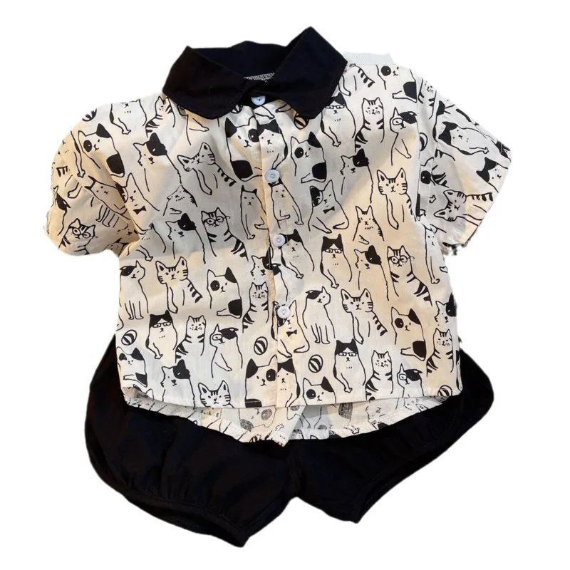 Conjunto de verano bebé con camiseta de dibujos y pantalones cortos - imagen 4