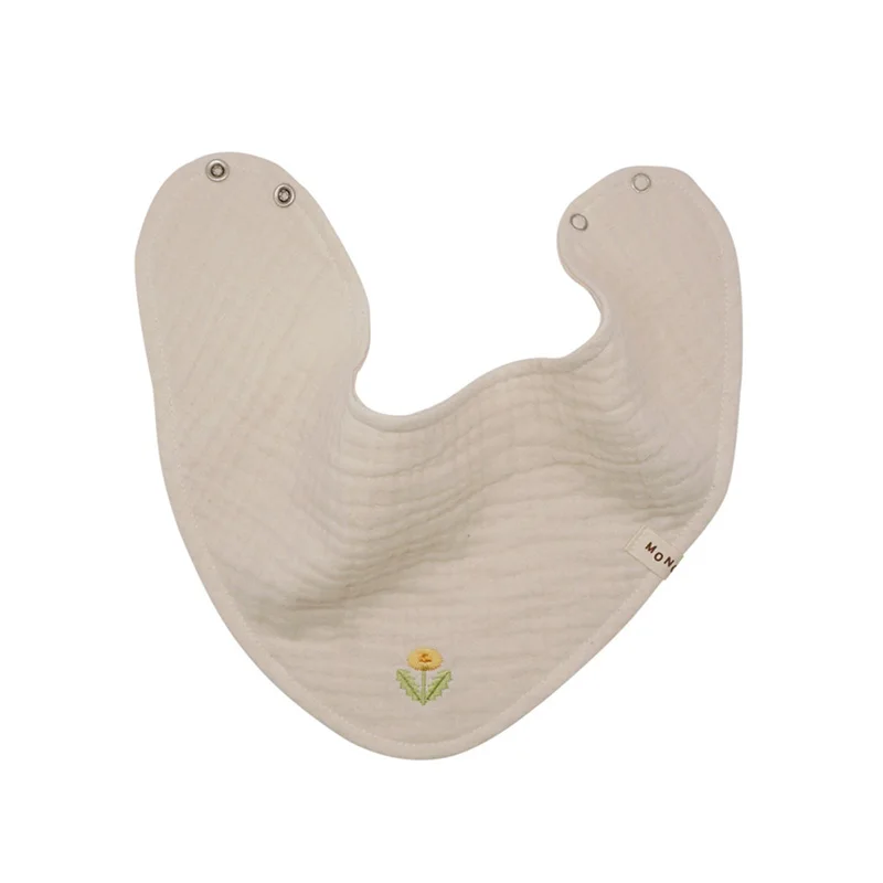 Baberos bordados de algodón para bebé con diseño de conejo y hongo
