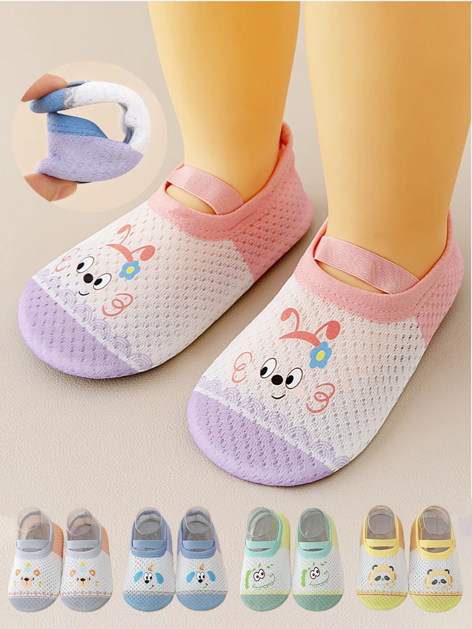 Zapatos de bebé antideslizantes de malla con animales para pasos - imagen 2