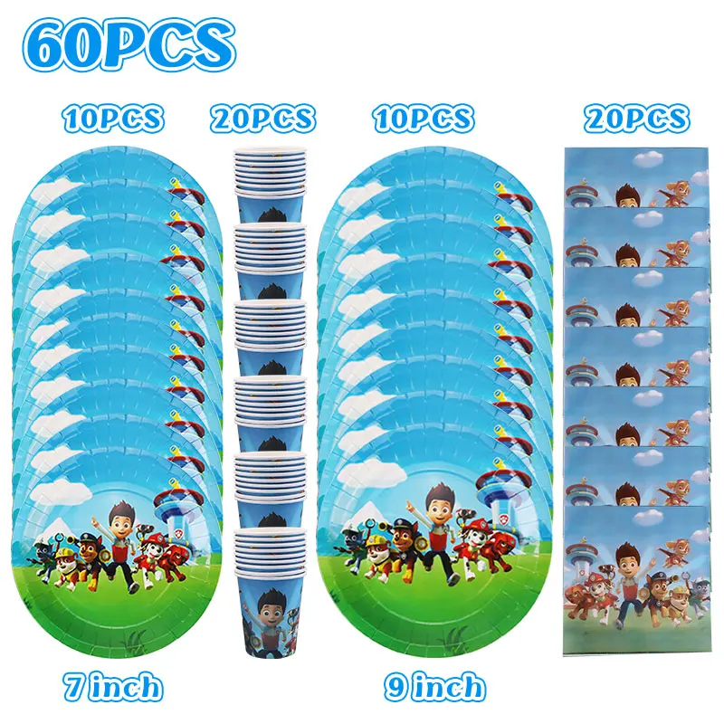 Set de vajilla Paw Patrol para cumpleaños con decoración de fiesta - imagen 5