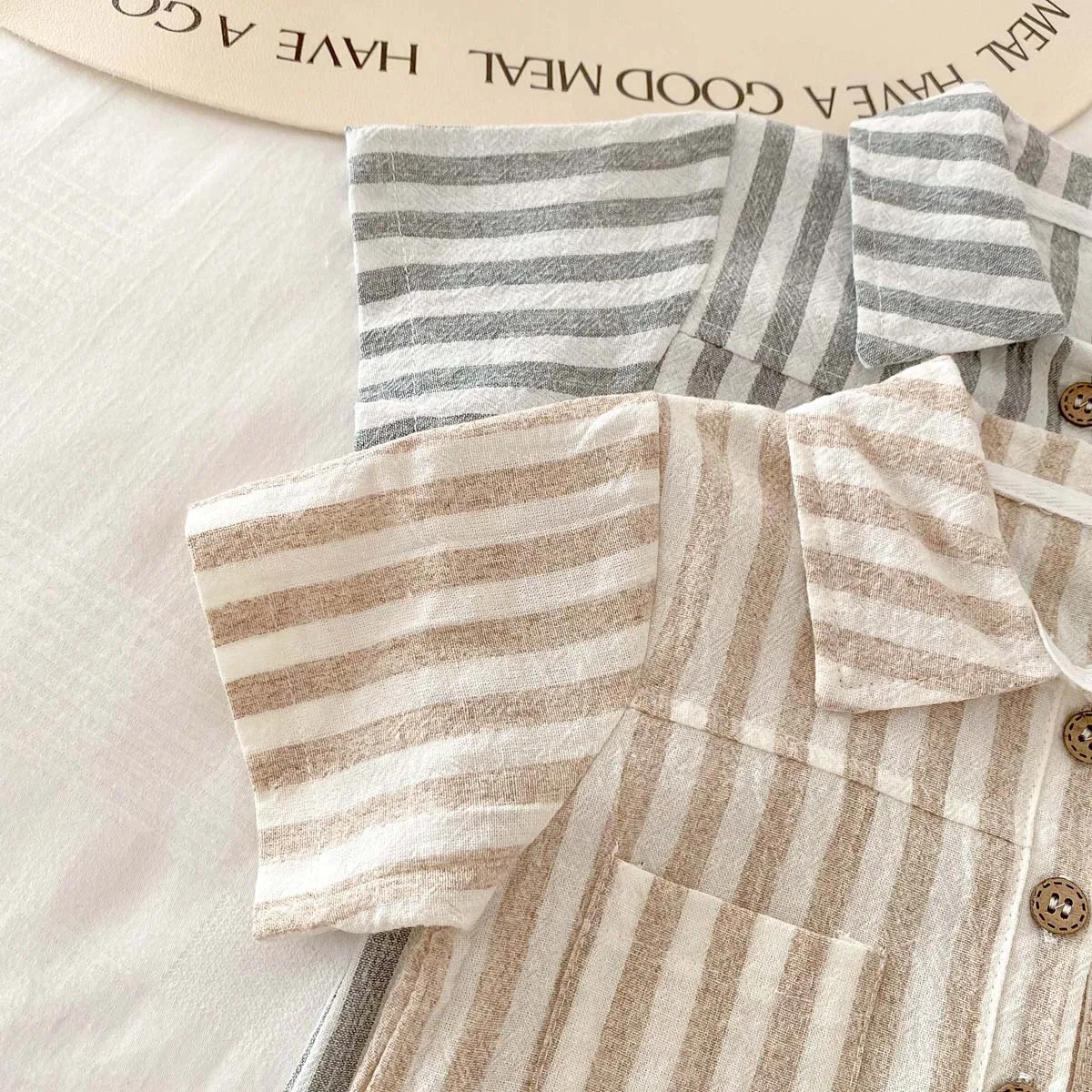 Monos a rayas de verano con cuello vuelto para bebés - imagen 2