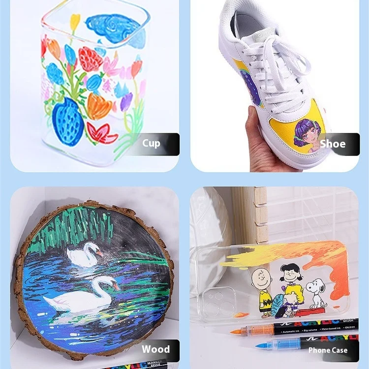 Set de pinturas acrílicas para niños con colores variados y pinceles - imagen 2
