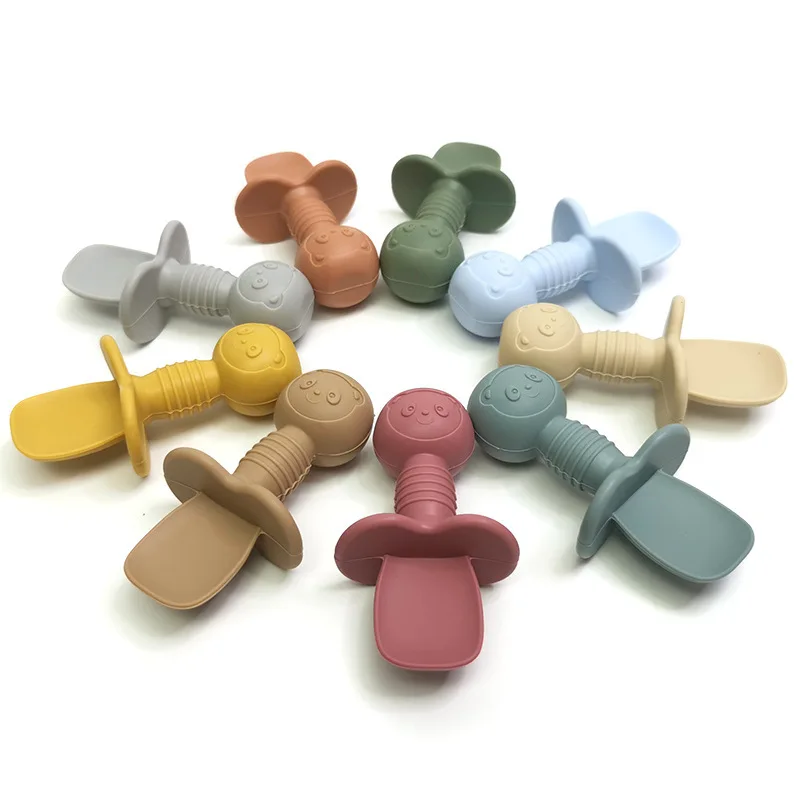 Juego cuchara tenedor oso silicona bebé aprendizaje - imagen 5