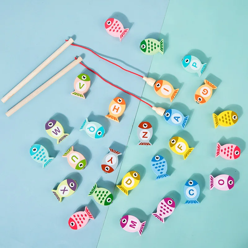 Juego de pesca de madera para niños - Juguetes educativos divertidos
