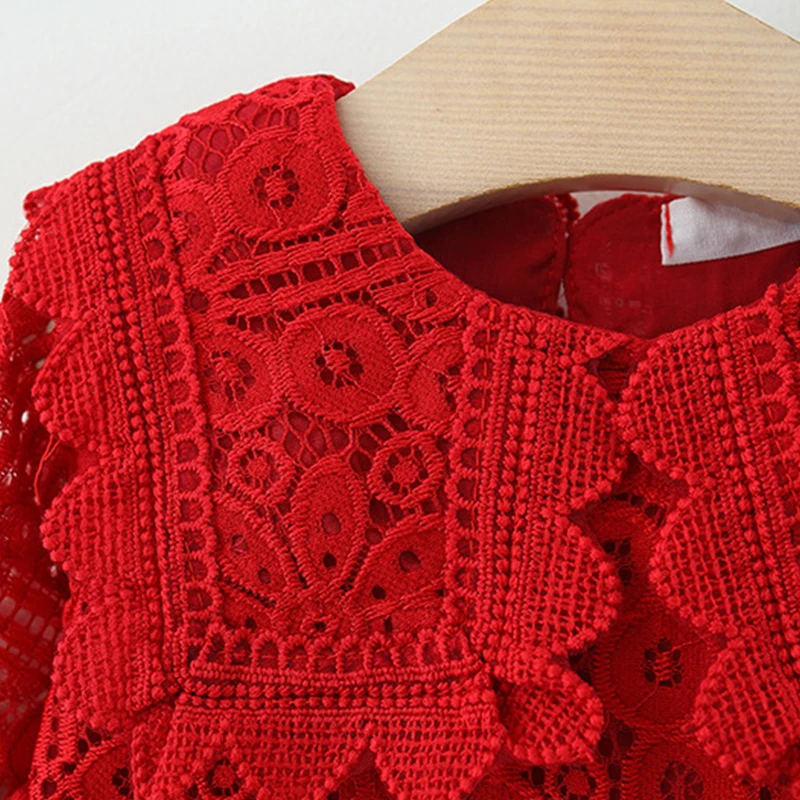 Vestido primer cumpleaños – Encaje blanco manga larga - imagen 3