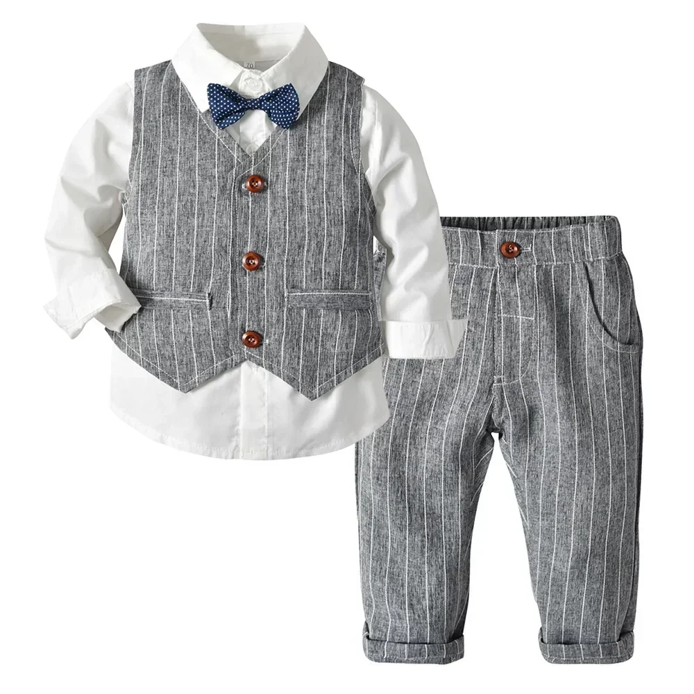 Traje completo para niño con camisa, chaleco y corbata azul - imagen 2