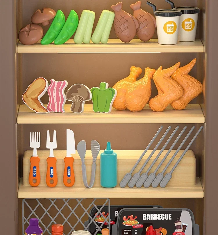Juego de cocina infantil chef con carrito para barbacoa y luces - imagen 4