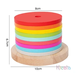 Torre de apilamiento de madera arcoíris para niños: colores y motricidad