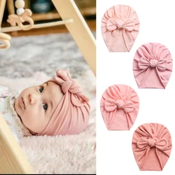 Turbante de algodon para bebe con lazo de oso - color caramelo