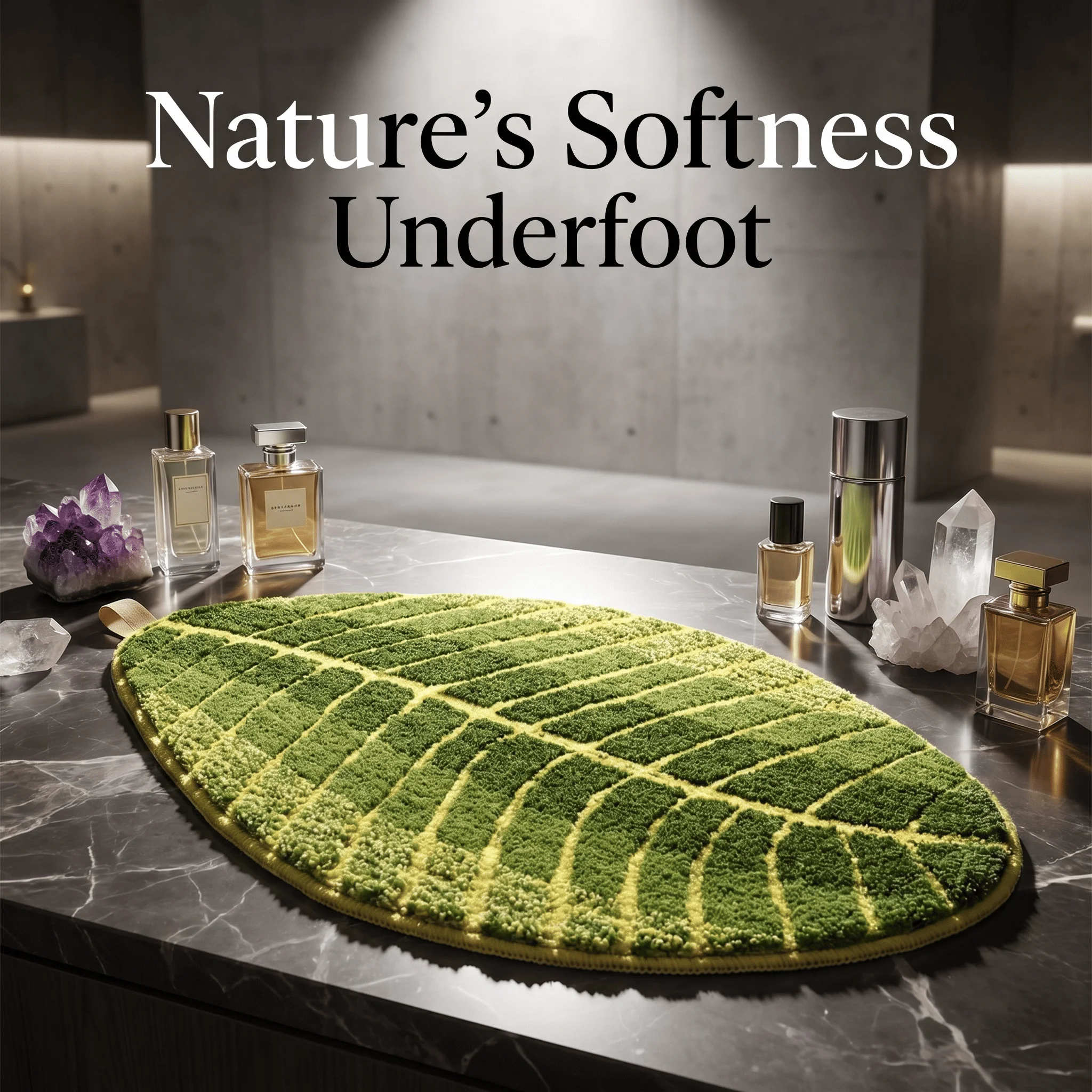 Alfombra antideslizante de baño con forma hoja verde lavable - imagen 3
