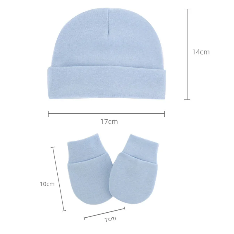Gorro bebé de algodón y guantes antiarañazos para recién nacidos - imagen 5