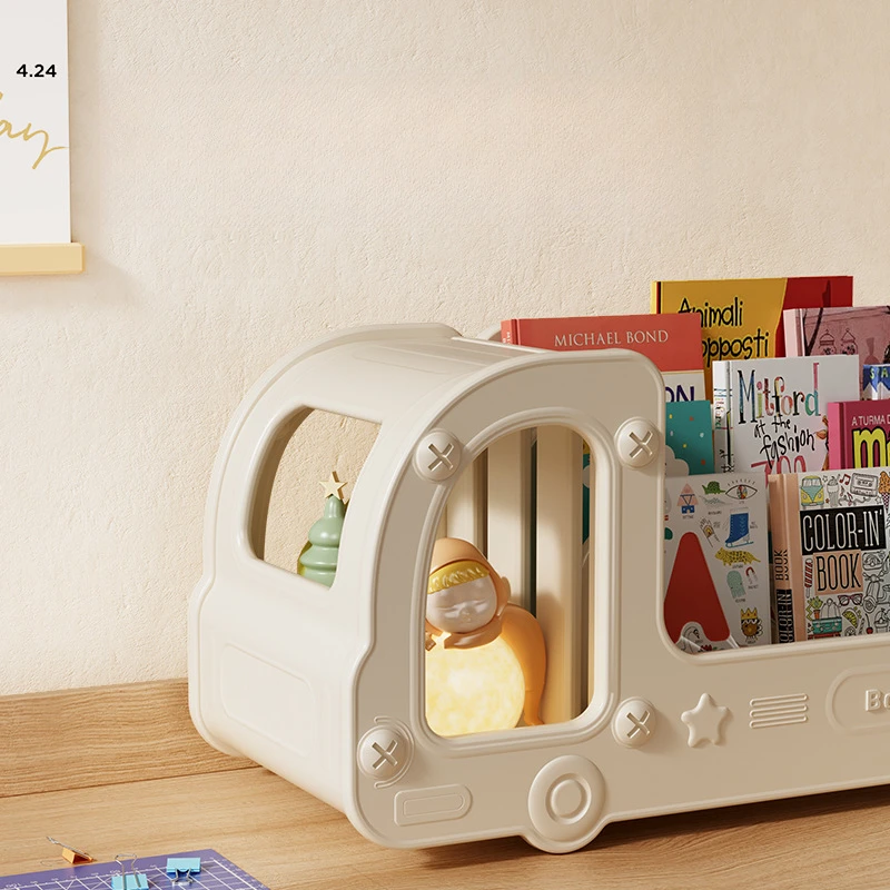 Estantería giratoria infantil con forma de coche – Compartimentos para juguetes y libros - imagen 3