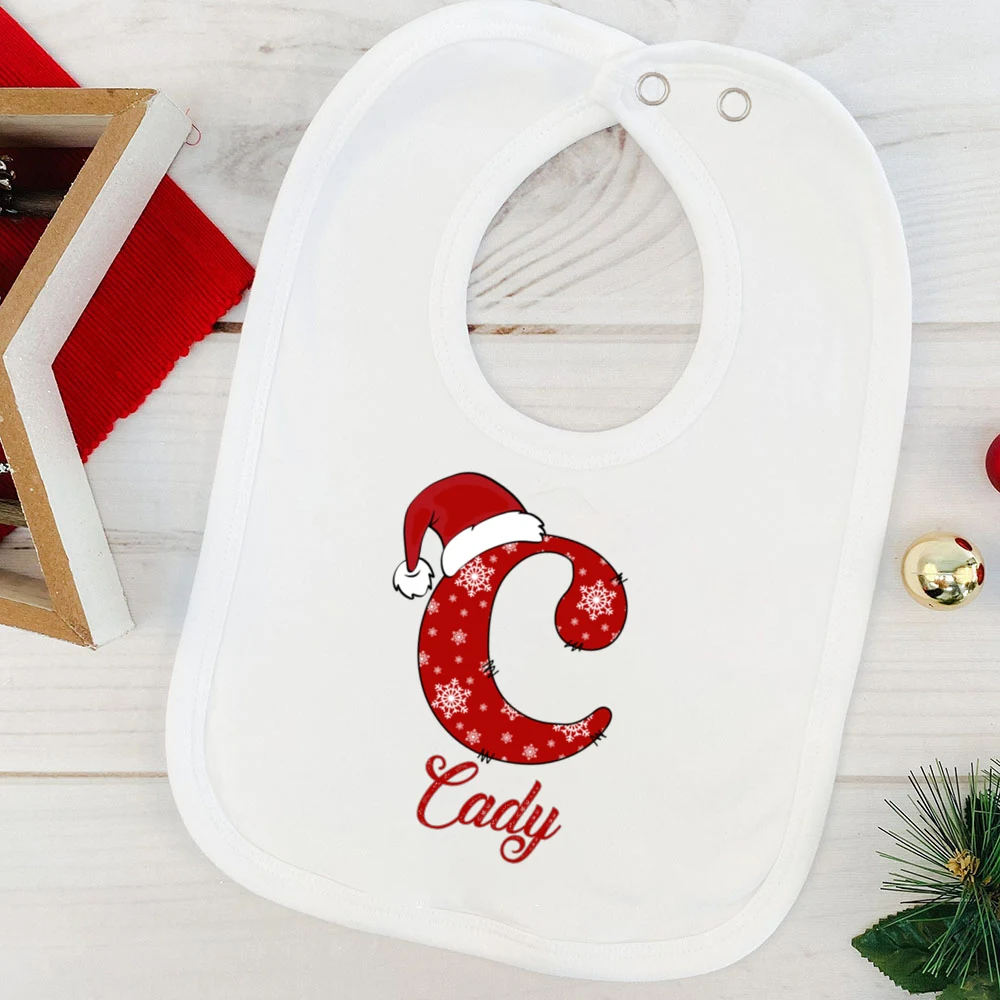Babero personalizado navideño con nombre – Algodón suave bebé