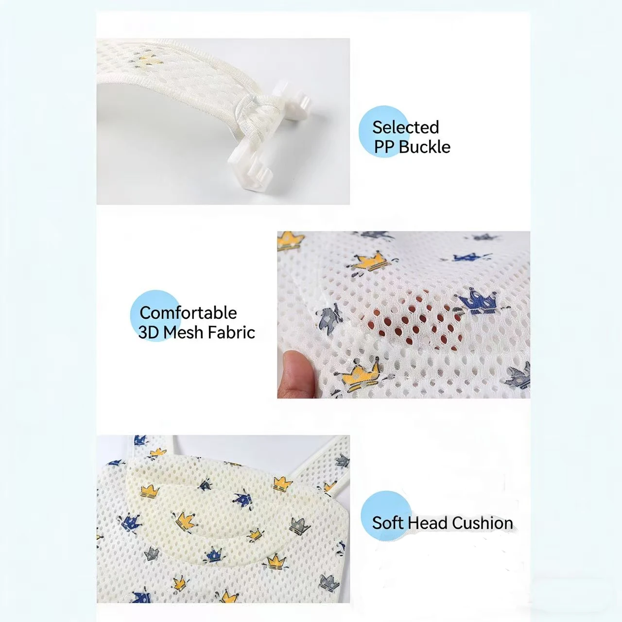Cojín de baño antideslizante para bebé – Soporte flotante de malla - imagen 3