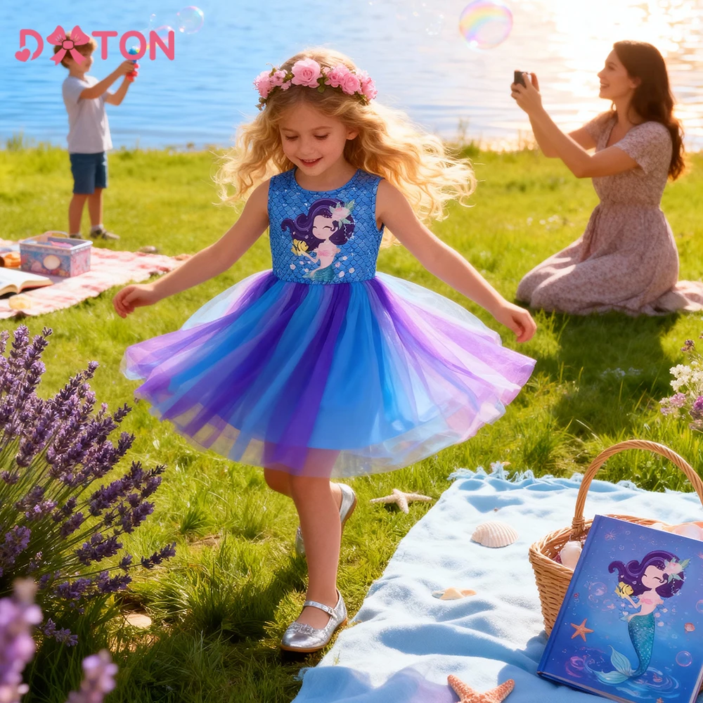 DXTON vestido de sirena sin mangas para niña de verano