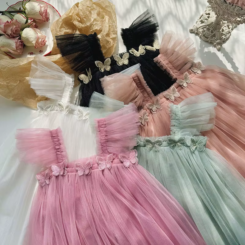 MILANCEL Vestido de malla veraniego para niña – Mariposa 3D tutú - imagen 3