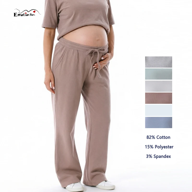 Pantalones maternidad punto waffle, cintura alta y bolsillos suaves - imagen 4