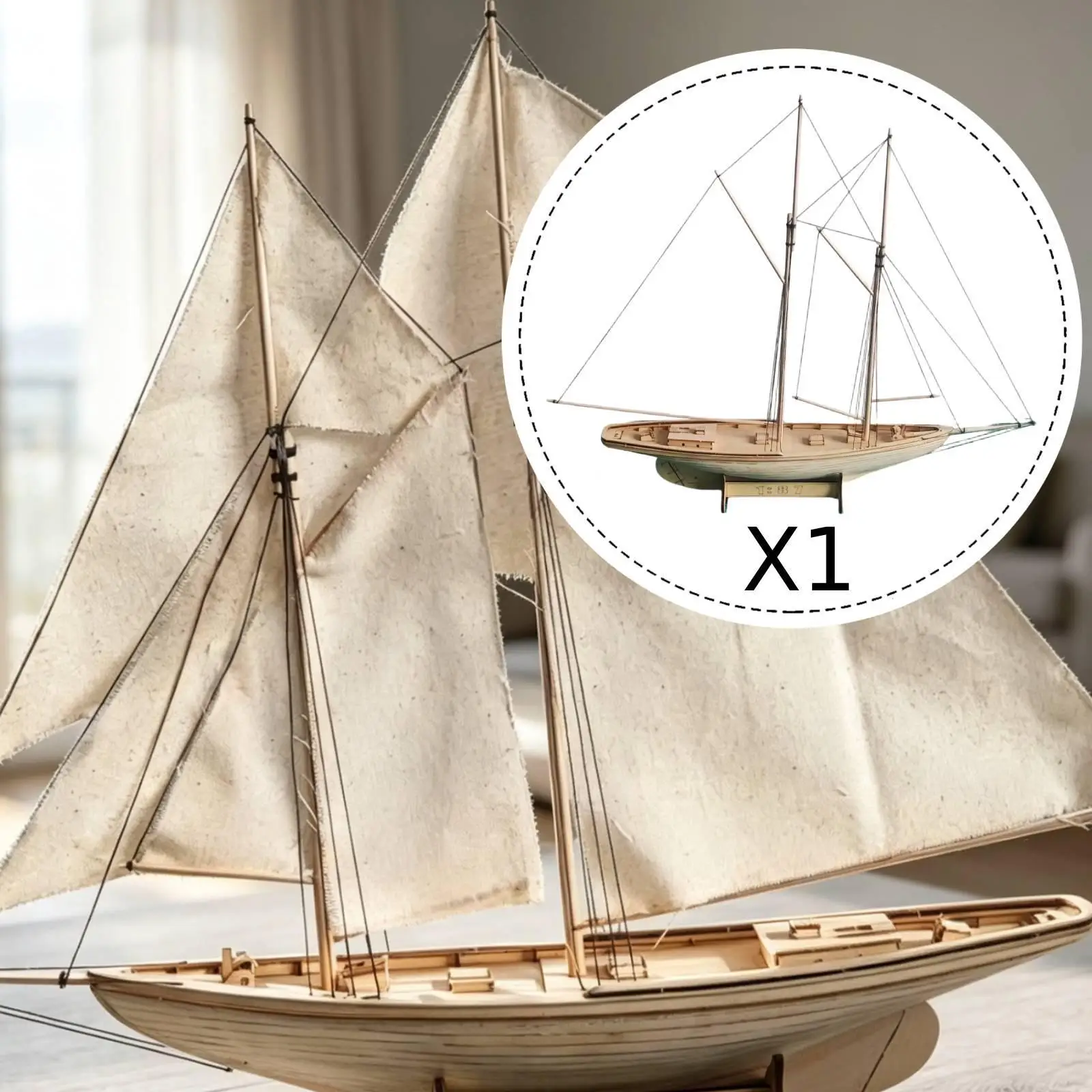 Maqueta de barco velero de madera para manualidades 3D - imagen 5