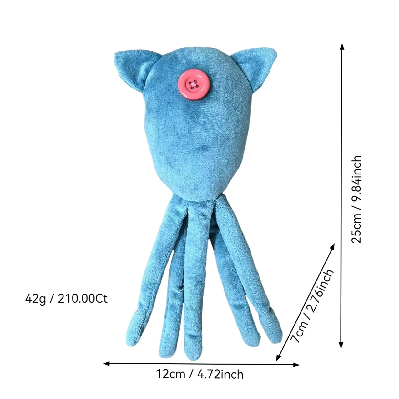 El peluche visto desde atrás, mostrando el acabado del pelo y las orejas del personaje