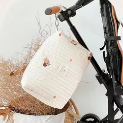Bolsa de pañales bordada con cremallera para paseo