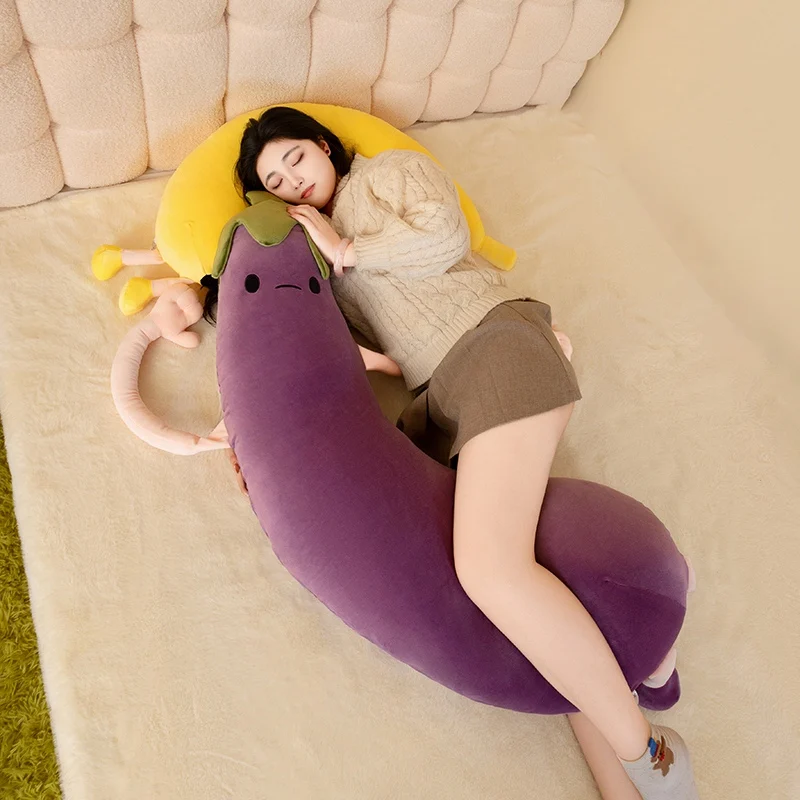 Almohada blanda con forma de plátano y berenjena para niños - imagen 2