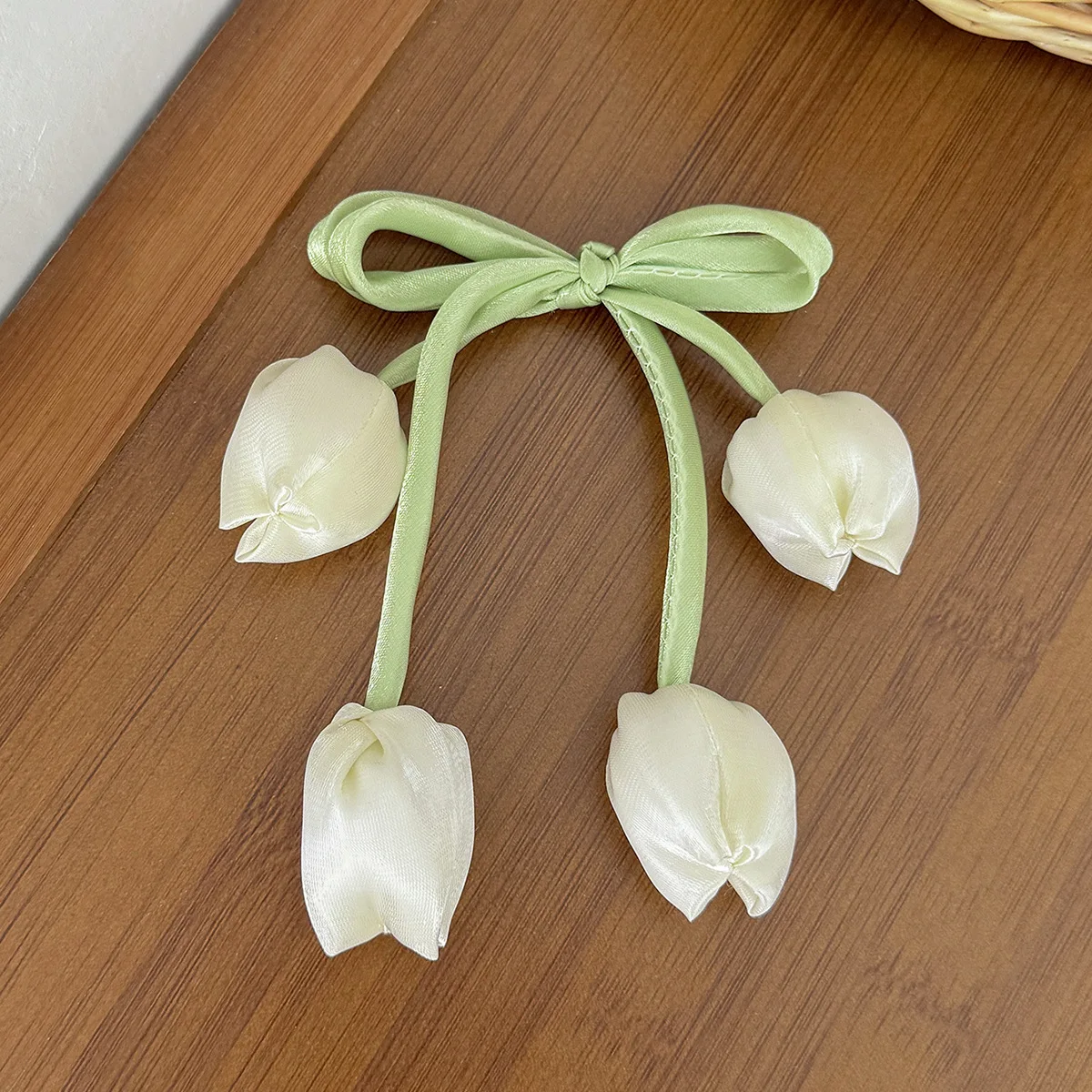Pinzas de pelo con tulipán chifón rosa para niña – Horquillas florales - imagen 4