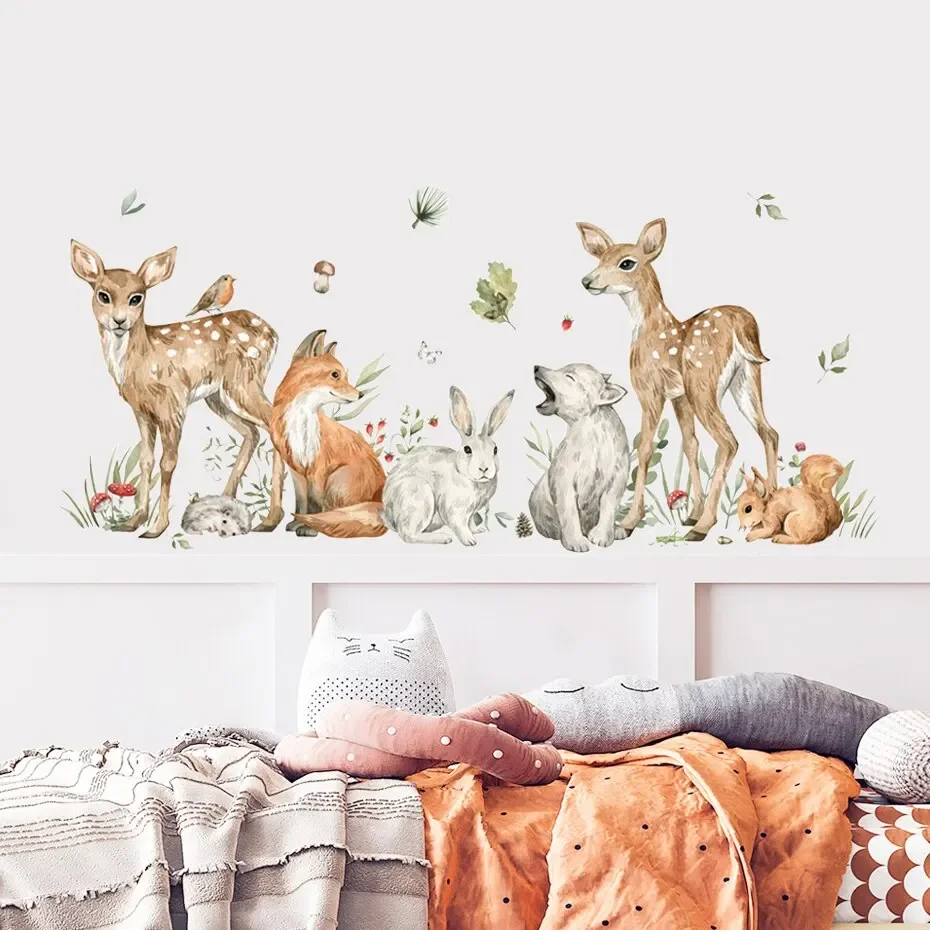 Pegatinas infantiles de animales acuarela removibles para pared - imagen 2