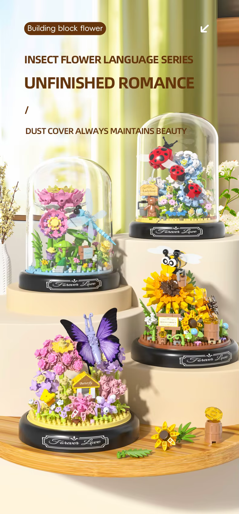abeja y maceta de bloques