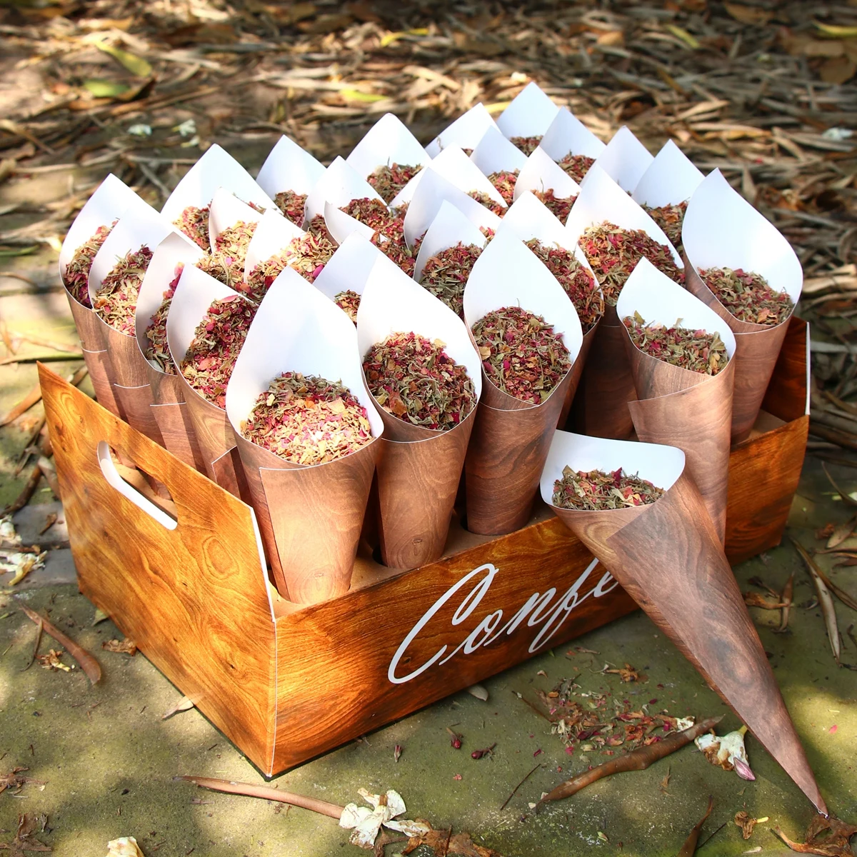 Soporte de conos confeti para boda bandeja papel fiesta - imagen 2