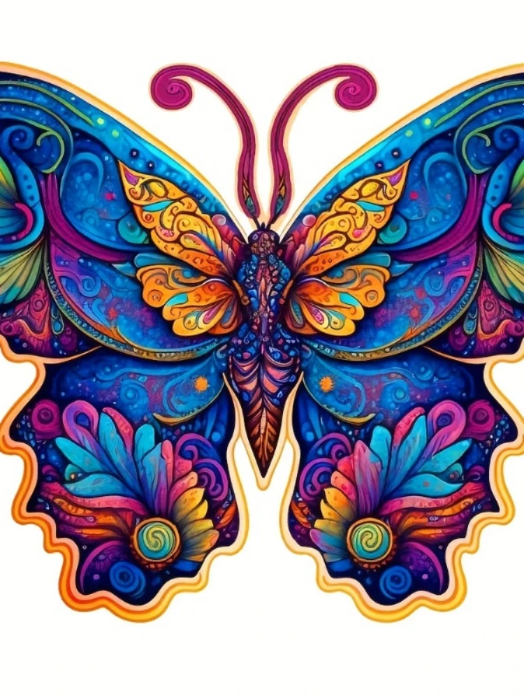 Rompecabezas de madera con piezas de formas de mariposa y animales