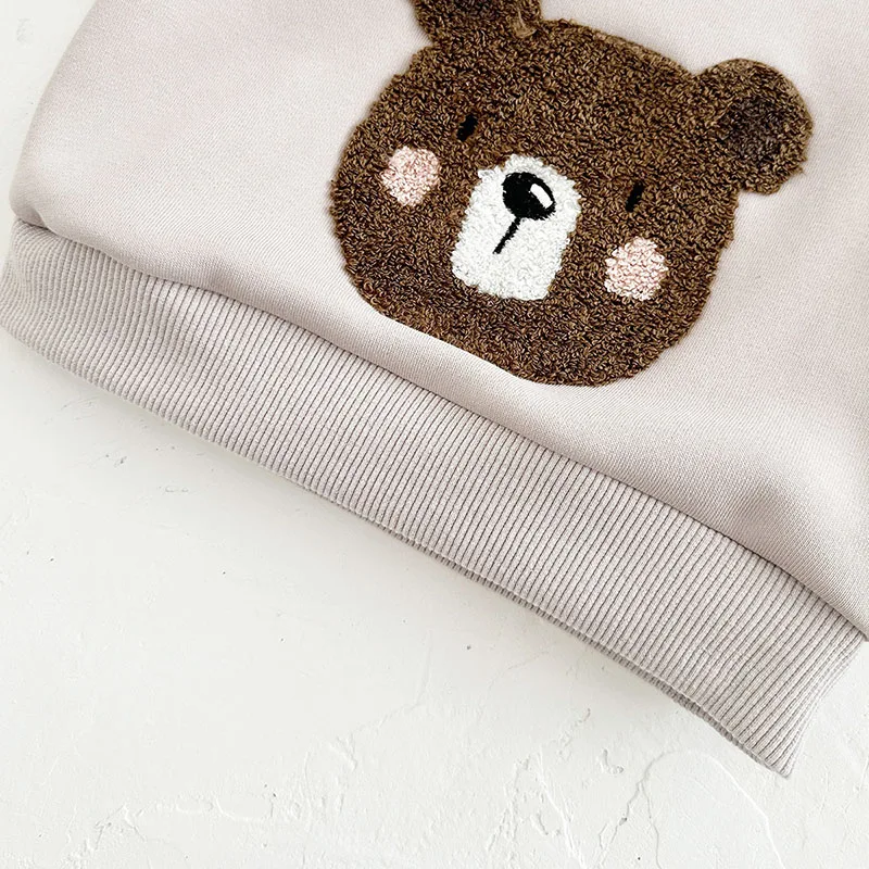 MILANCEL conjunto bebé otoño forro polar oso sudadera y pantalón - imagen 4