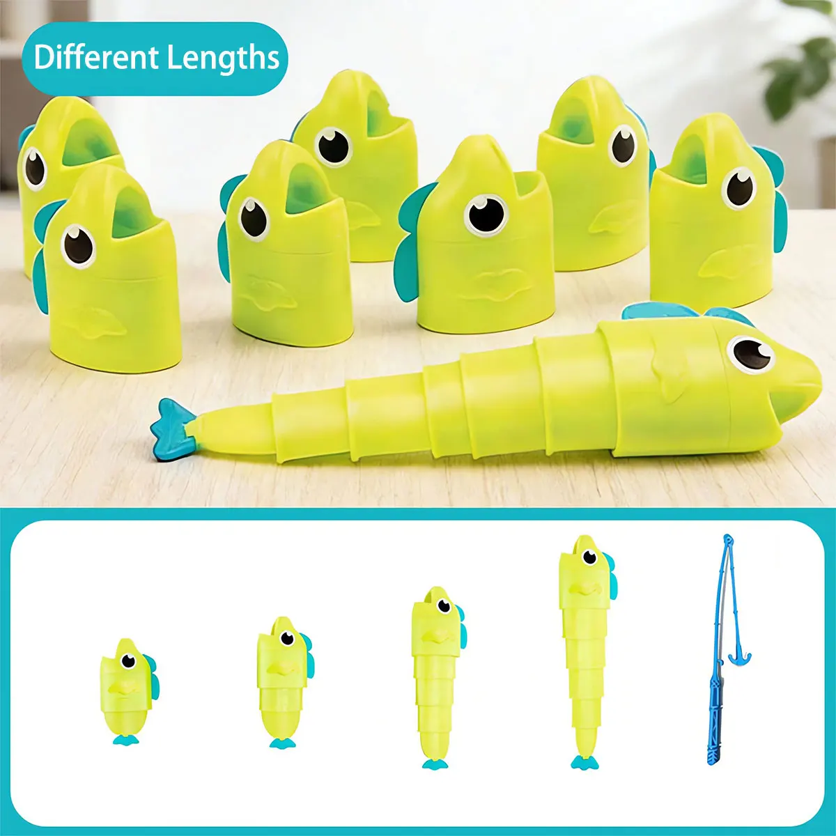Detalle de los peces magnéticos y cañas del juego