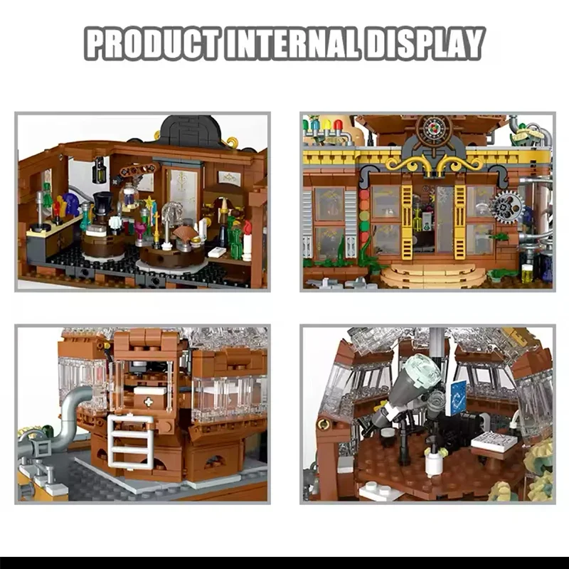 Set bloques de construcción steampunk tienda mágica con luz urbana - imagen 2