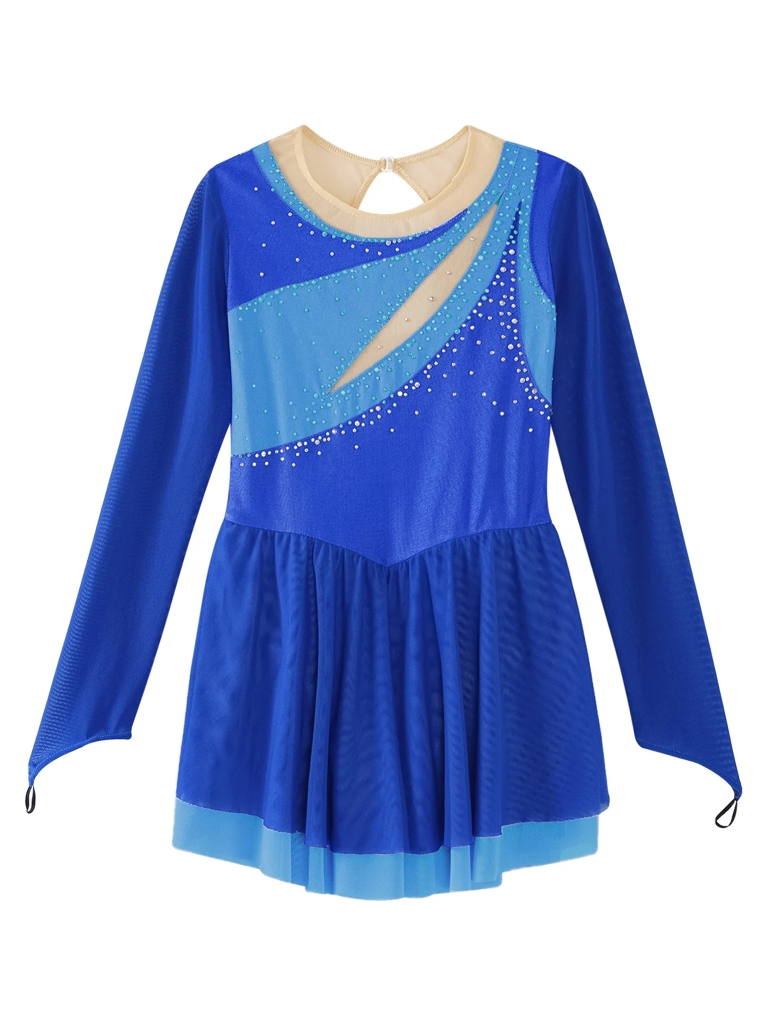 Vestido de ballet lírico para niñas con manga larga y tutú brillante - imagen 3