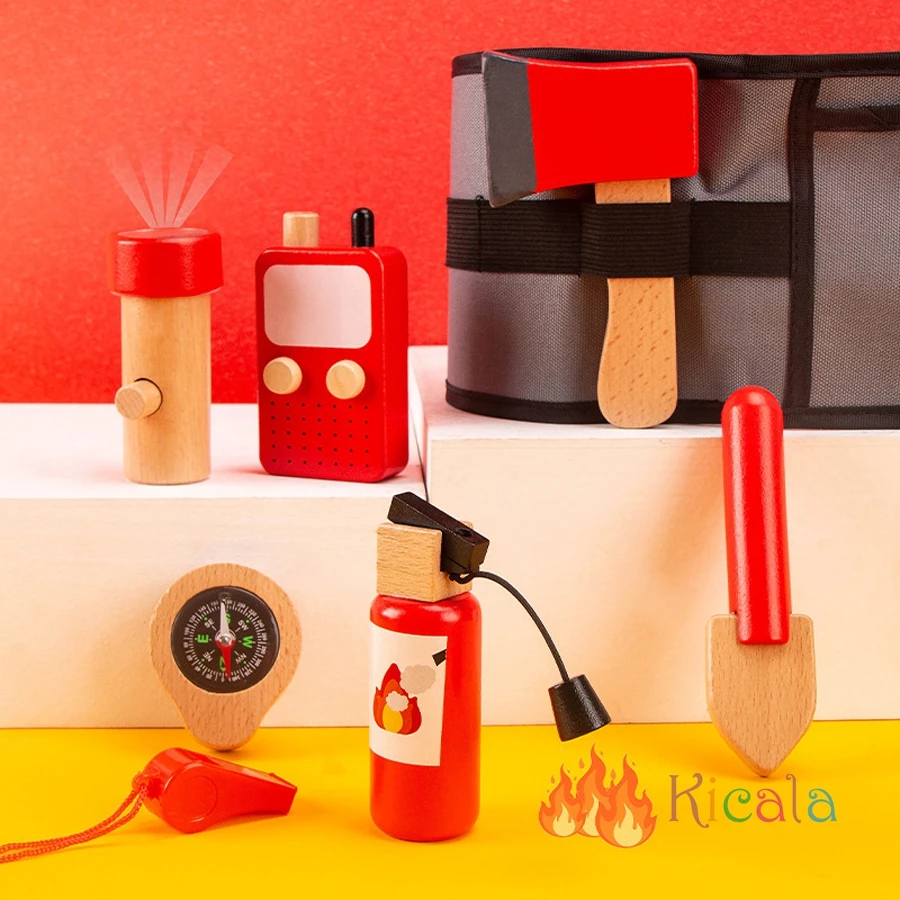Set juego rol en madera: bombero y reparador - imagen 5
