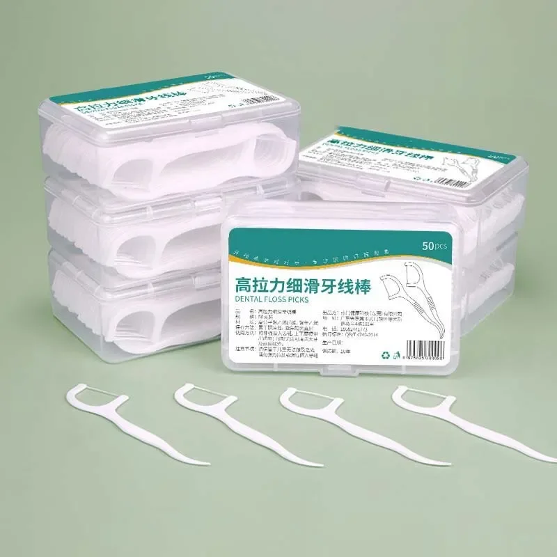 Palillos dentales desechables de plástico con hilo dental portátil - imagen 3