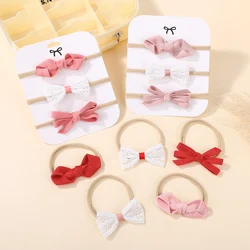 Diademas elásticas con lazo de encaje para bebé niña