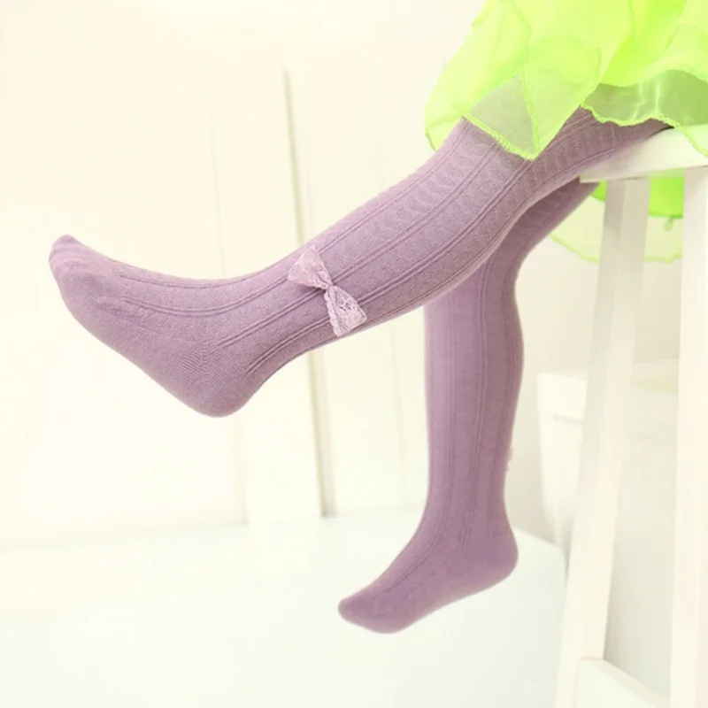 Pantimedias de niña con lazo tejidas suaves para primavera y otoño - imagen 4