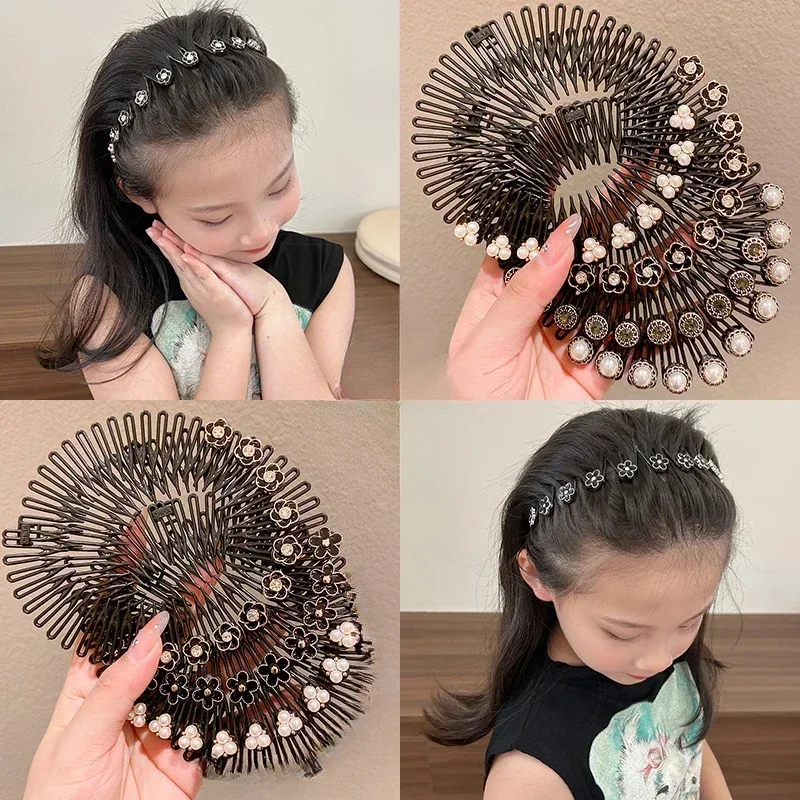 Diadema negra con perlas y pedrería de imitación para el cabello - imagen 4