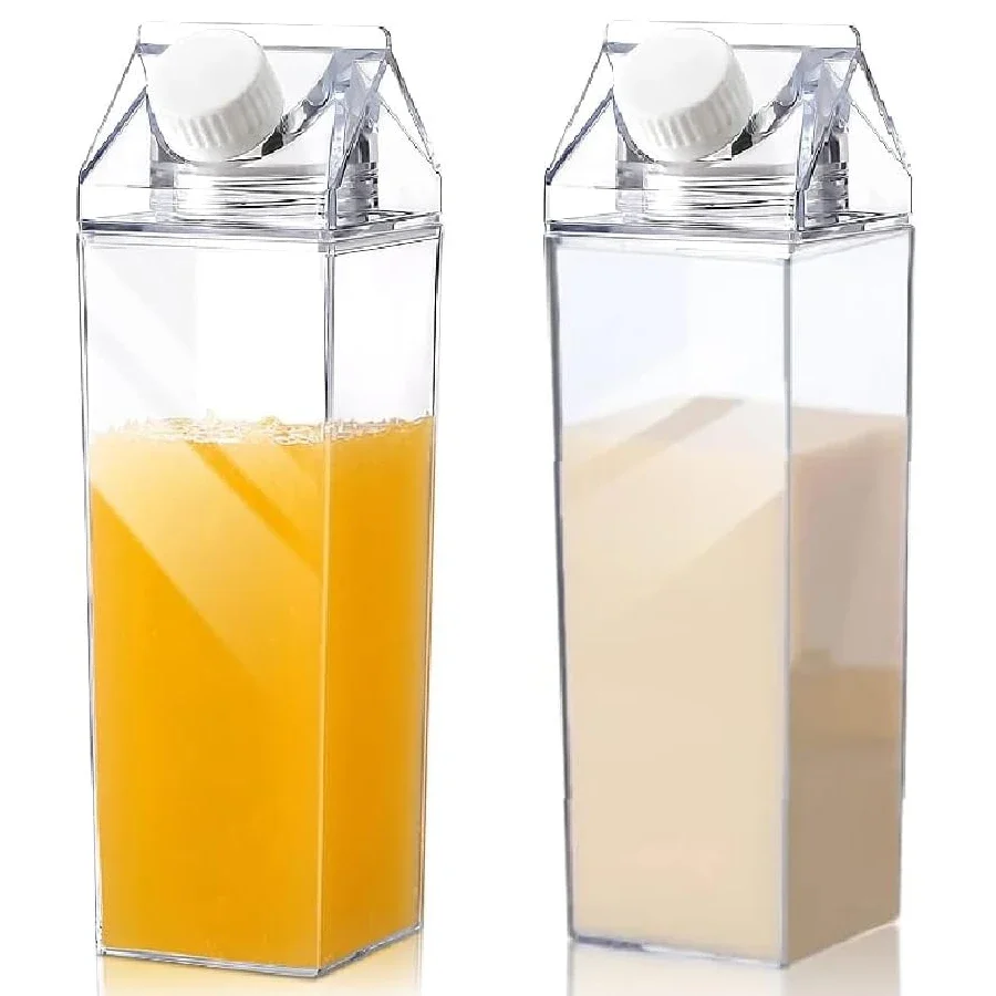 Botella deportiva infantil transparente de plástico cuadrada - imagen 5