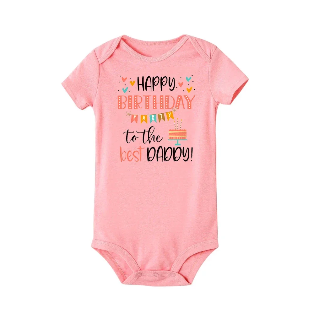 Body de bebe manga corta Feliz cumpleanos - Mejor papa Verano suave - imagen 3