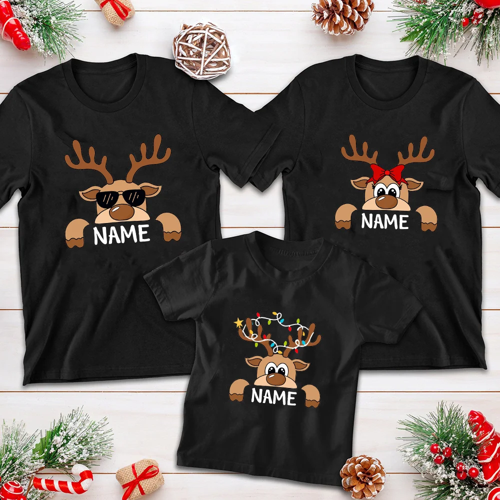 Camisa familiar navideña con renos – Diseño personalizado para padres e hijos - imagen 3