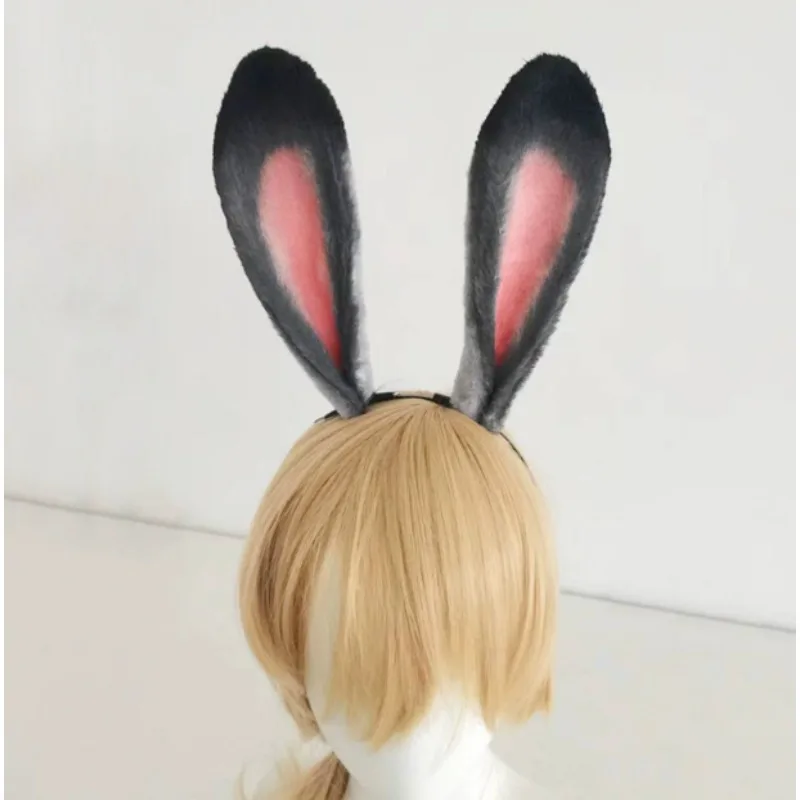 Diadema orejas de conejo gris en felpa para disfraces Lolita - imagen 2
