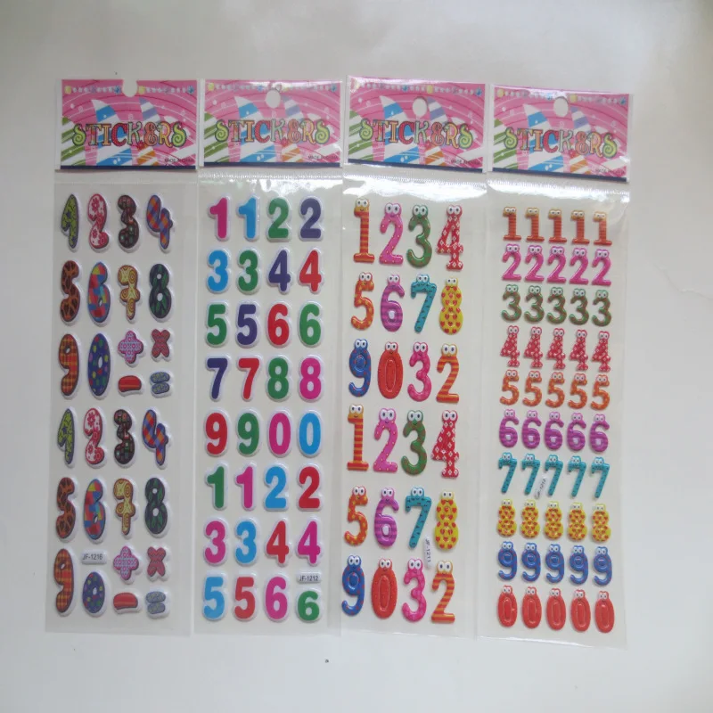 Detalle de pegatinas numeradas